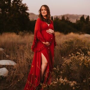 Women’s Reclamation Dreams Like These Maxi Dress in Rust - Boho Button-Front